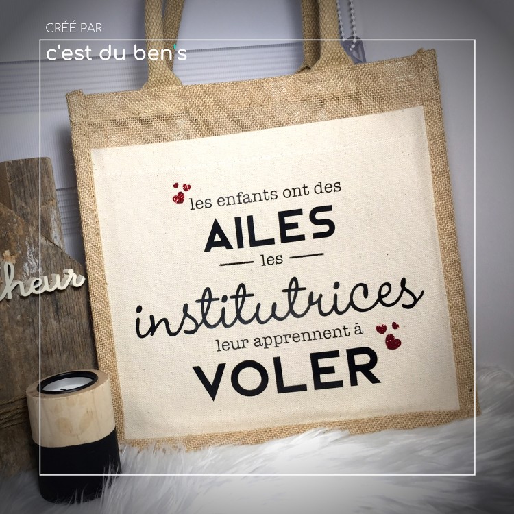 Les enfants ont des ailes - Sac jute et coton Les enfants ont des ailes - Sac jute et coton