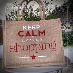 Sac jute "Keep calm and go shopping"