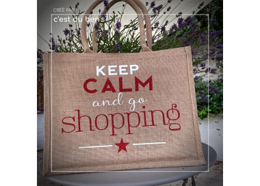 Sac jute "Keep calm and go shopping"