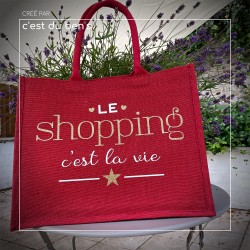 Sac jute "Le shopping c'est la vie"