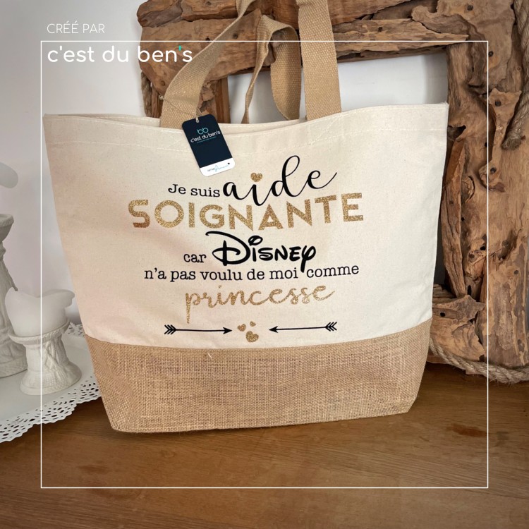 Sac jute aide soignante Disney Sac jute aide soignante Disney